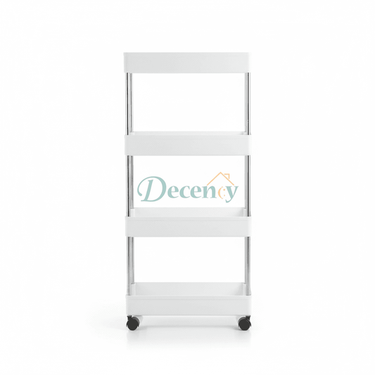4-Tier Slim Rolling Storage Cart for Narrow Kitchen and Bathroom Gaps