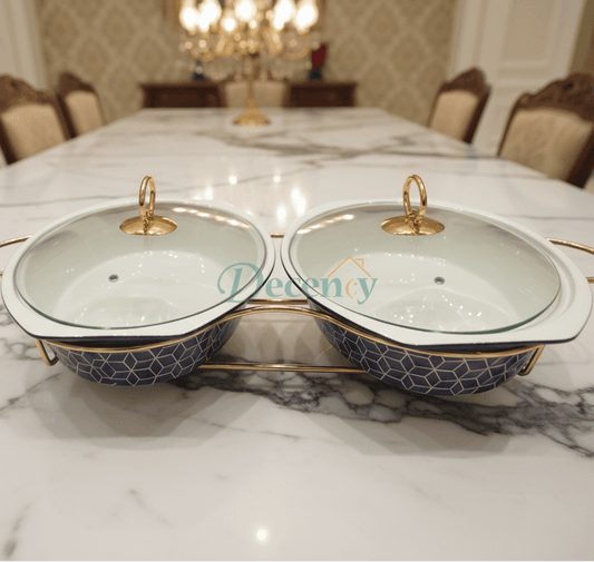 Luxury Twin Ceramic Chafing Dish Set (Round)