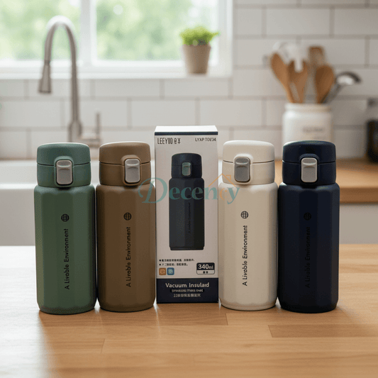 LEEYOO Octa One-Touch Stainless Steel Water Bottle – 340ml