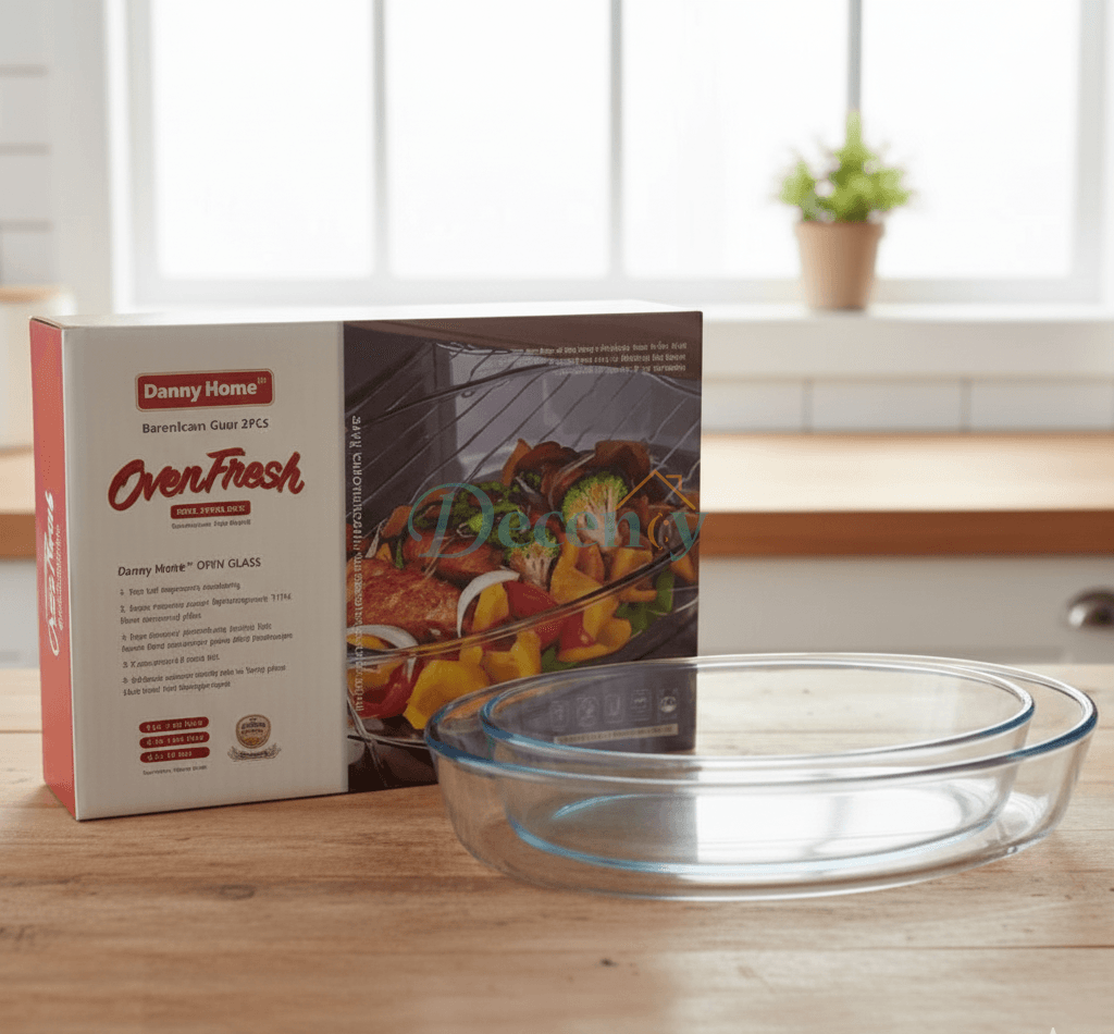 Danny Home Pyrex Glass Oven Baking Pan 3Pcs – Capacity 1.6,2.4,3Liter.