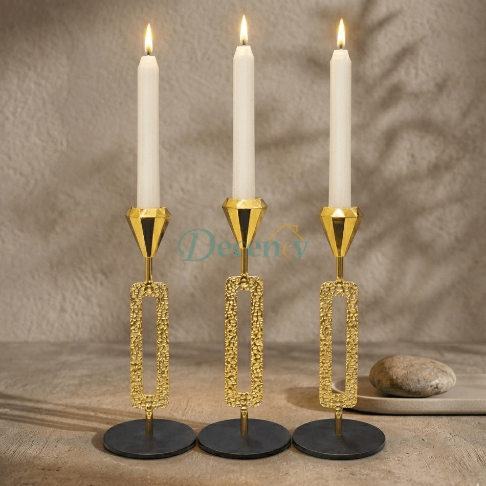 Premium Metal Candle Holder Set (3-Pack)