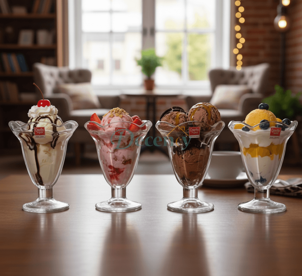 Danny Home Glass Dessert Bowl Set (6 Pcs) - Flower Design Serving Cups in Pakistan