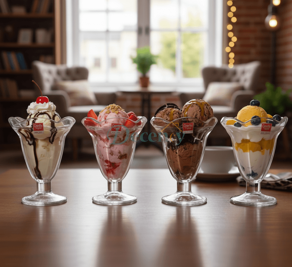 Danny Home Glass Dessert Bowl Set (6 Pcs) - Flower Design Serving Cups in Pakistan