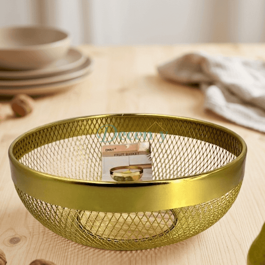 Luxury Gold Mesh Fruit Bowl for Kitchen Countertop