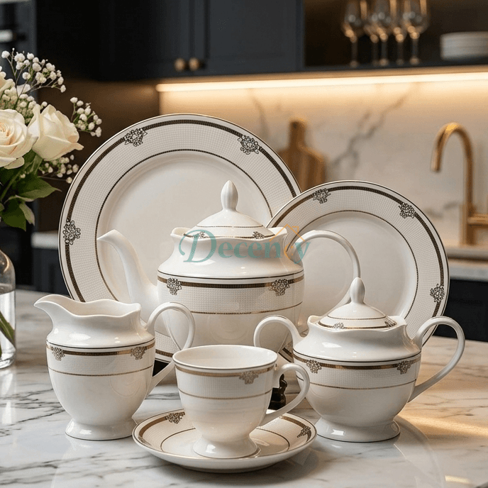 24 PCS Tea Set with Elegant -Cups, Saucers & Serving Accessories ( 8 )