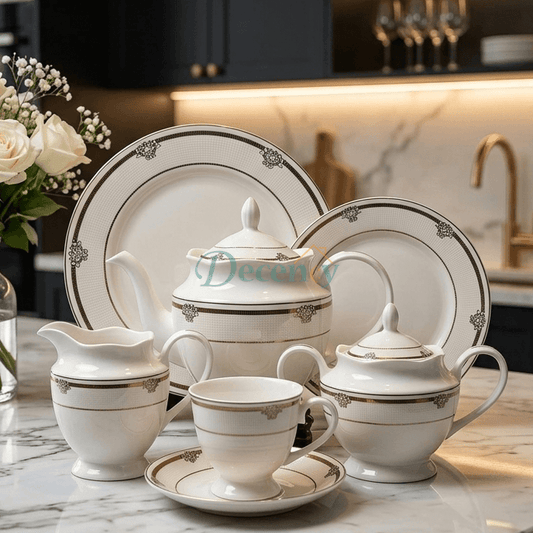 24 PCS Tea Set with Elegant -Cups, Saucers & Serving Accessories ( 8 )
