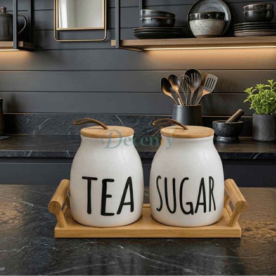 Nordica Kitchen Canister Set with Bamboo Base