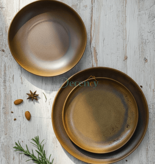 Elegant Vintage Earthenware Plate Set – 6-Piece