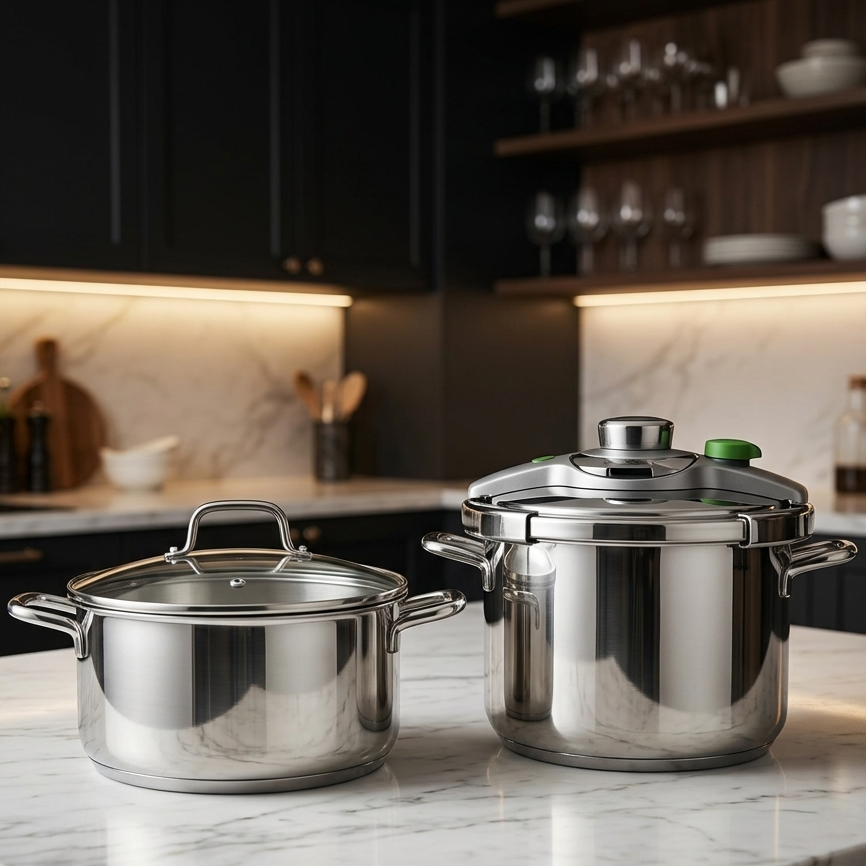 Non-Stick Steel Pressure Cooker Set (6L & 8L) | Dual Capacity