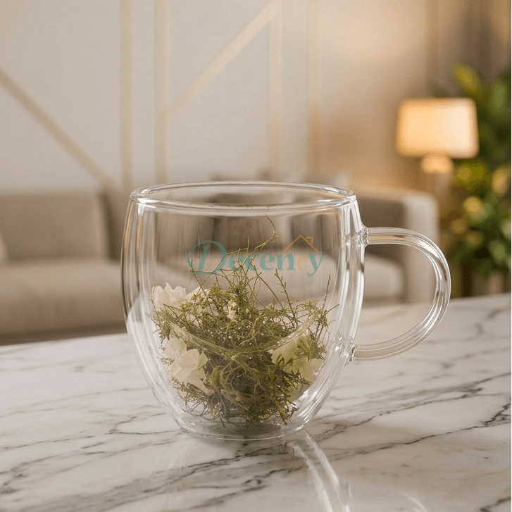 Double Wall Flower Glass Coffee Mug (250ml) – Meadow Bloom