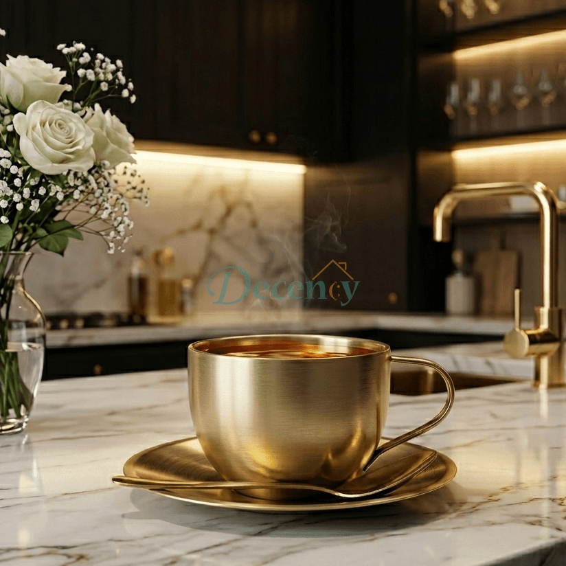 Royal Gold Elegance Tea Cup & Saucer Set with Spoon