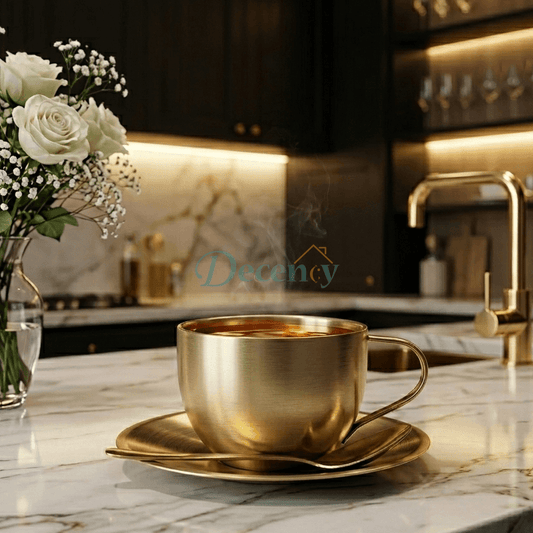 Royal Gold Elegance Tea Cup & Saucer Set with Spoon