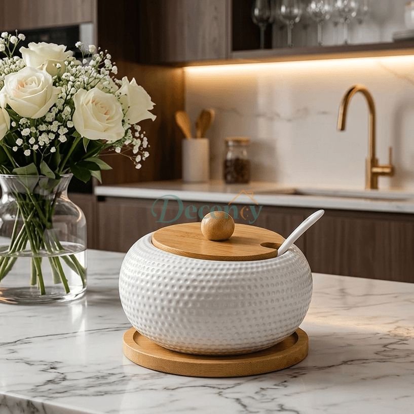 Modern Diamond Textured Ceramic Storage Jar