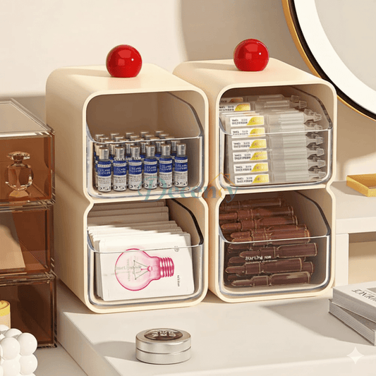 Elegant Makeup Storage Organizer – Multi-Compartment Cosmetic Drawer Box