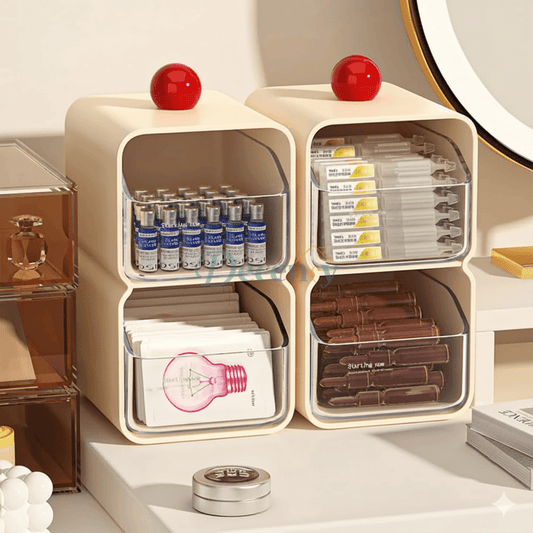 Elegant Makeup Storage Organizer – Multi-Compartment Cosmetic Drawer Box