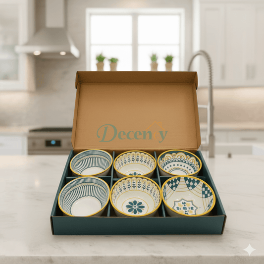 Elegant Ceramic Dessert & Snack Bowl Set – 6-Piece