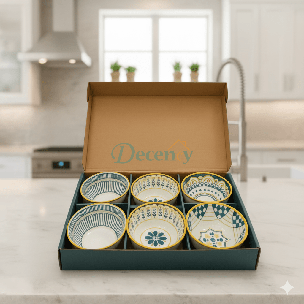 Elegant Ceramic Dessert & Snack Bowl Set – 6-Piece