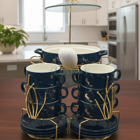 22-Piece Classic Soup Dining Set – Bowls, Spoons & Serving Essentials (1)