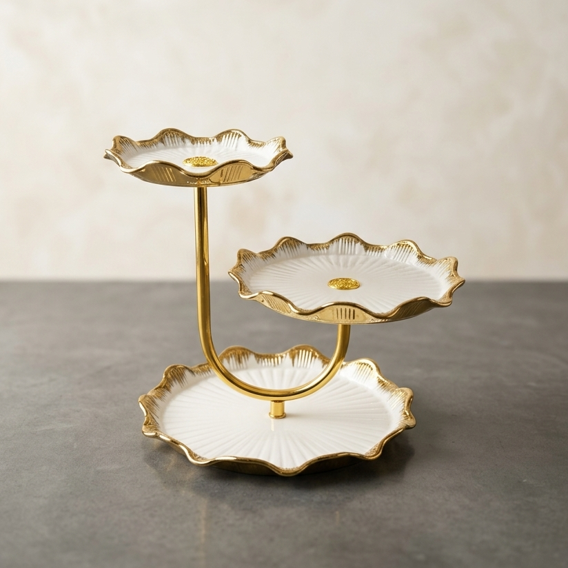 Vintage Bloom Tiered Serving Platter