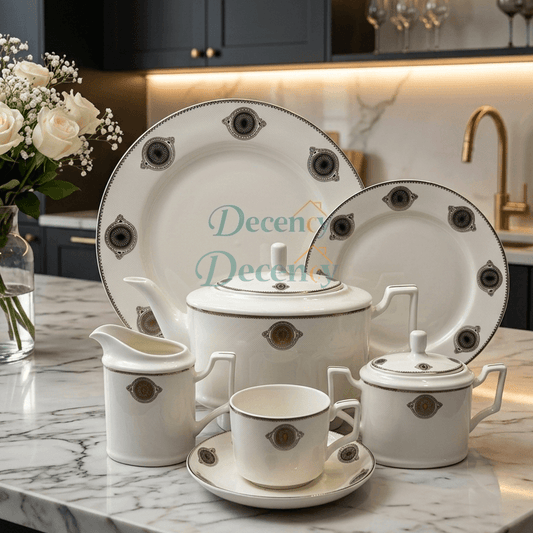 24 PCS Tea Set with Elegant -Cups, Saucers & Serving Accessories ( 9 )