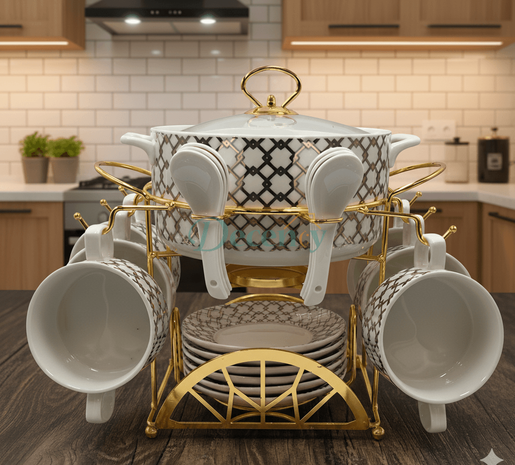 22-Piece Soup Dinnerware Set – Premium Bowls, Spoons & Server (3)