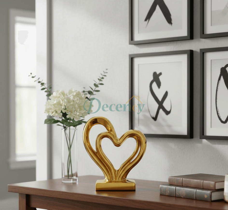 Luxury Golden Heart Sculpture – Elegant Home Decor