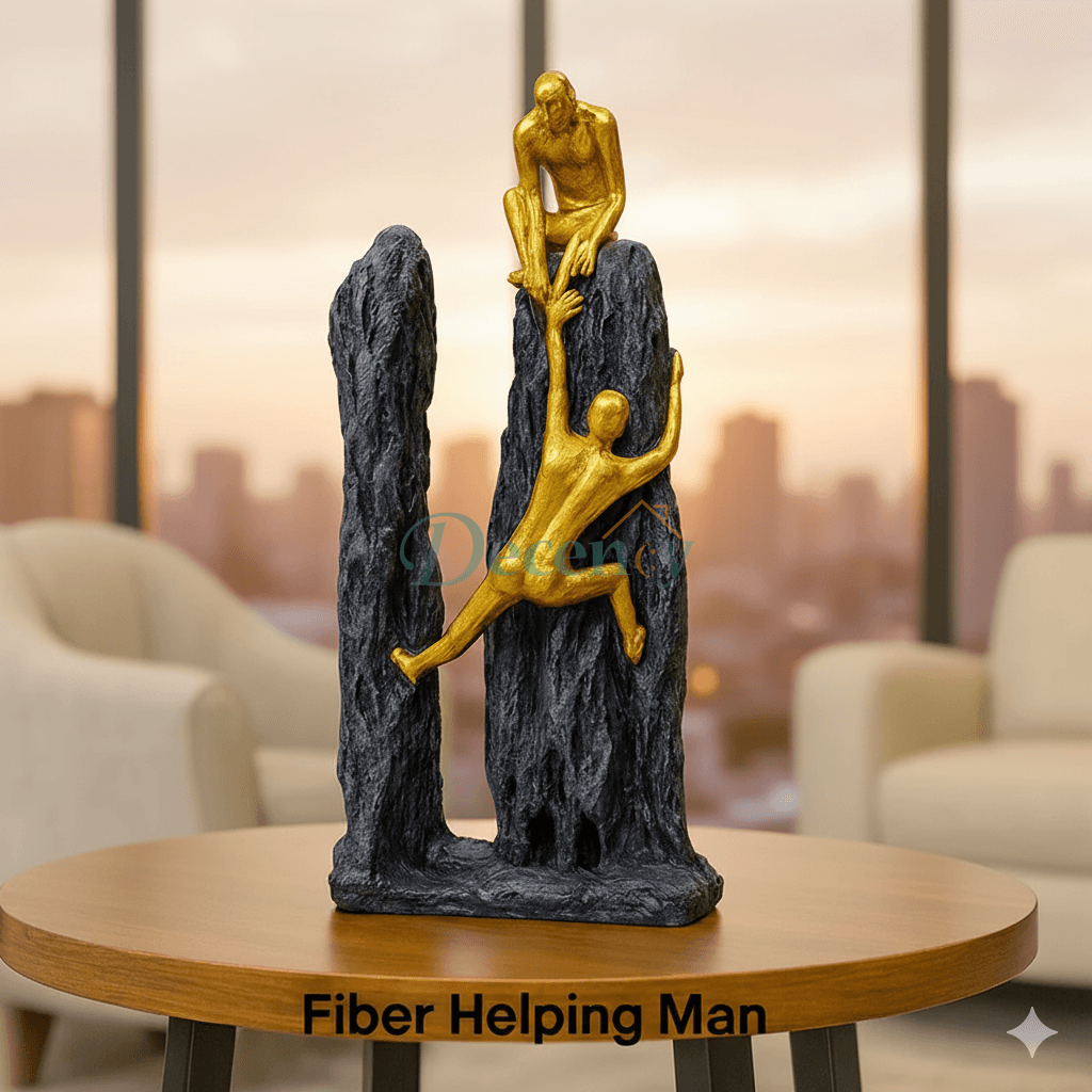 Golden Helping Hand Abstract Fiber Sculpture Showpiece for Drawing Room Decor in Pakistan