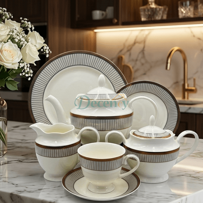 24 PCS Tea Set with Elegant -Cups, Saucers & Serving Accessories ( 6 )