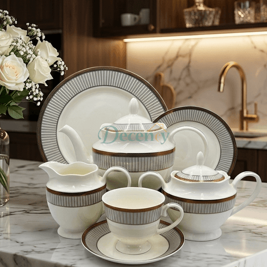 24 PCS Tea Set with Elegant -Cups, Saucers & Serving Accessories ( 6 )