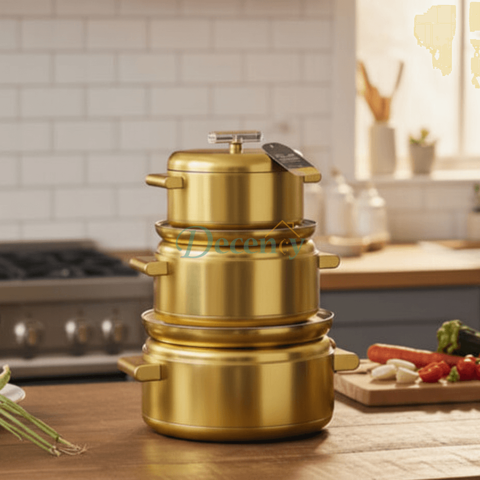 Elegant Hot Pot Set Stainless Steel Inner Material 3 Pieces Wooden Handle