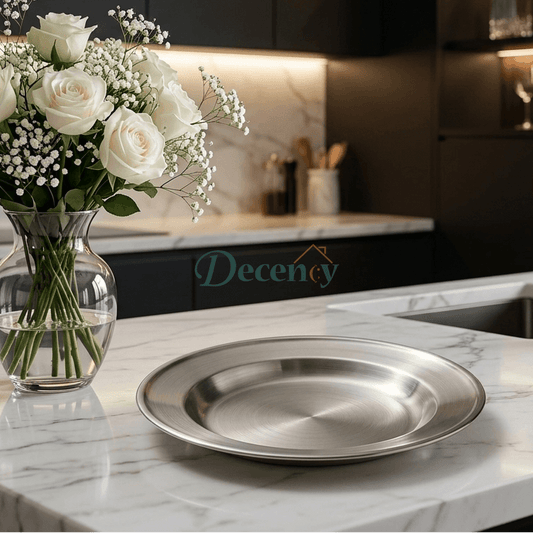 Premium Silver Stainless Steel Deep Serving Plate