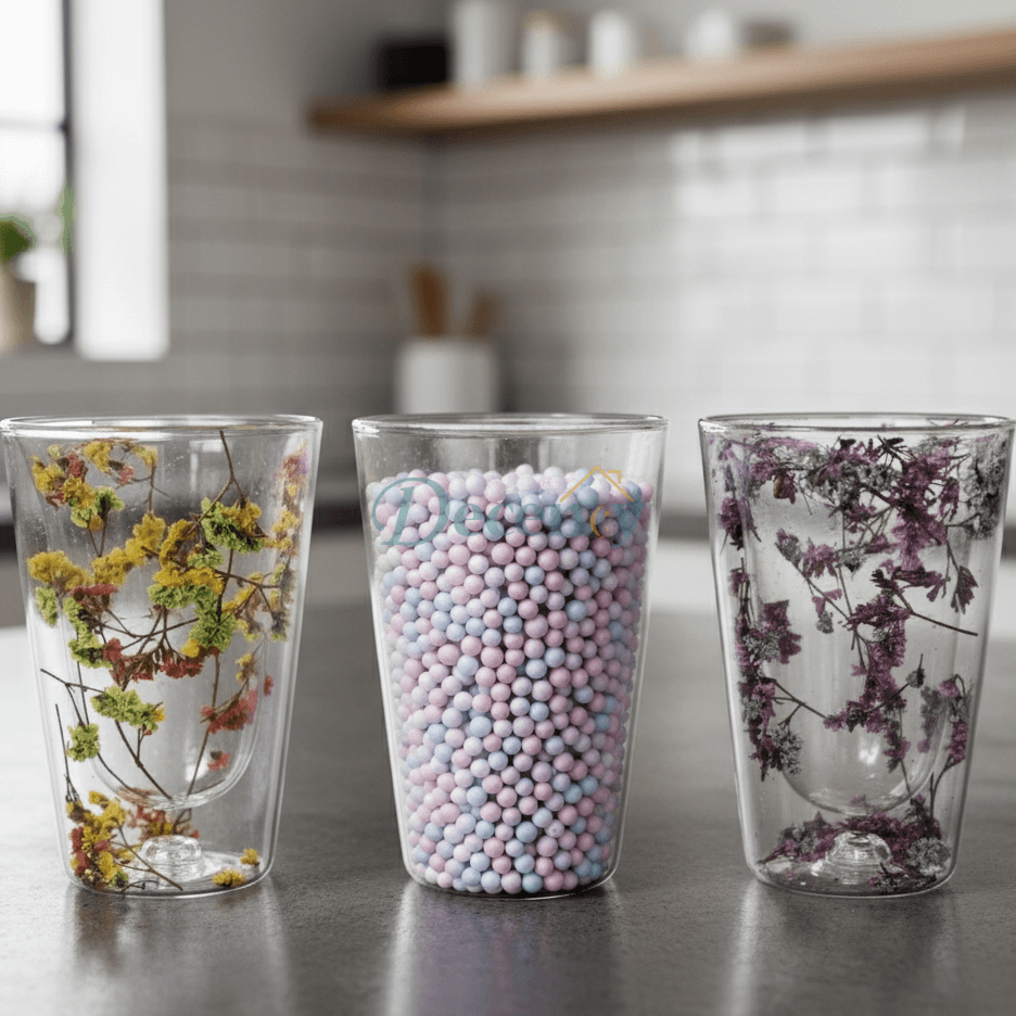Double Wall Dried Flower Glass – Elegant & Aesthetic Drinkware`