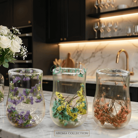 Elegant Bloom Double-Wall Glass Cup (Random Colour)