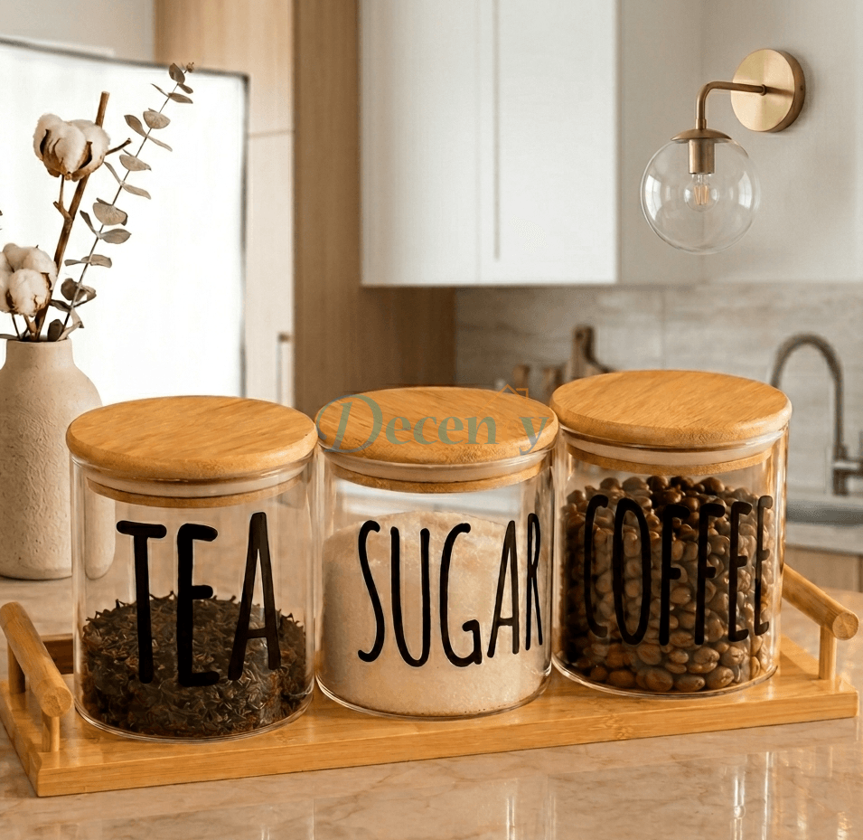 Luxury Glass Storage Canisters with Bamboo Lids