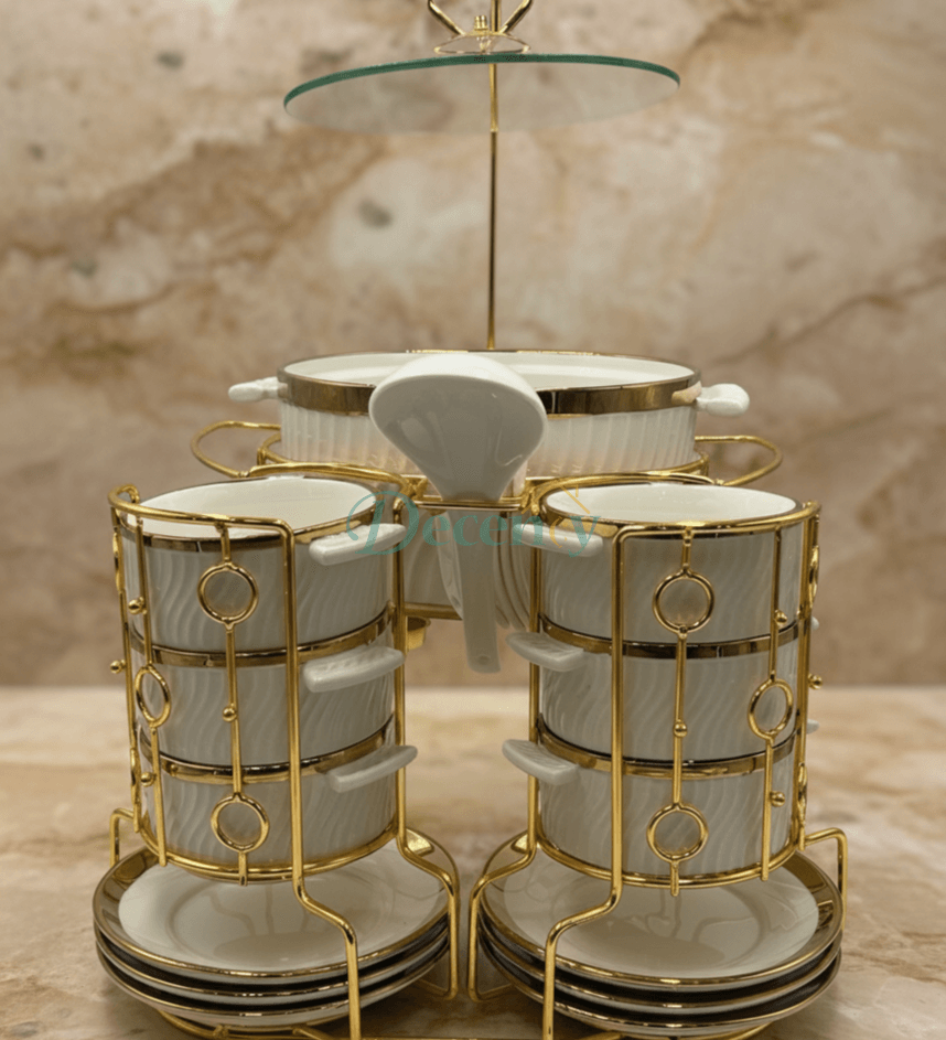 22-Piece Classic Soup Dining Set – Bowls, Spoons & Serving Essentials (2)