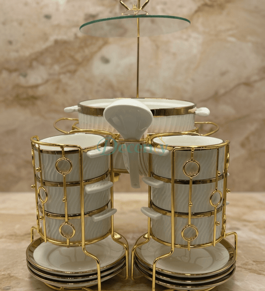 22-Piece Classic Soup Dining Set – Bowls, Spoons & Serving Essentials (2)