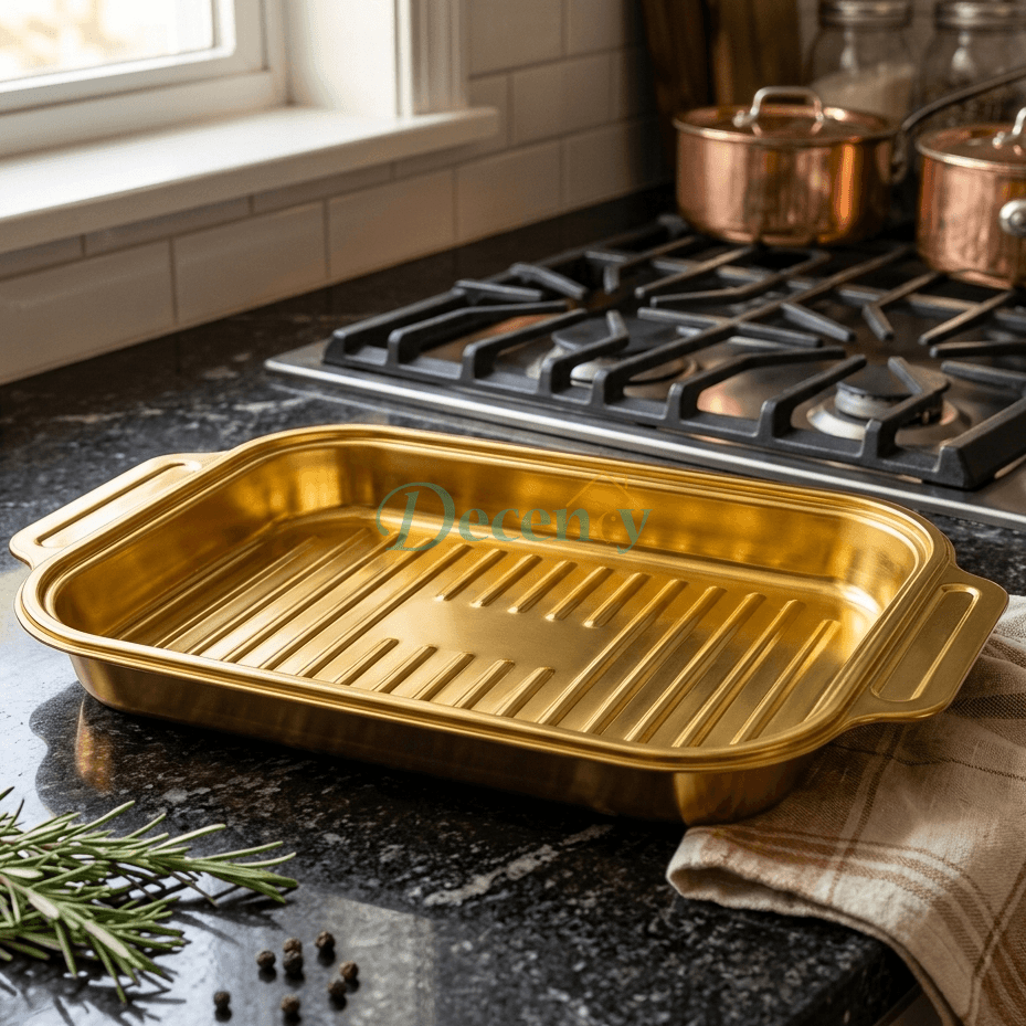 Luxury Gold Stainless Steel Roasting & Baking Tray with Handles
