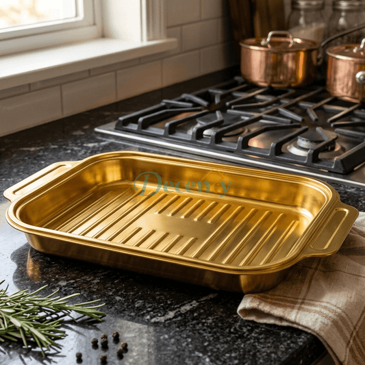 Luxury Gold Stainless Steel Roasting & Baking Tray with Handles