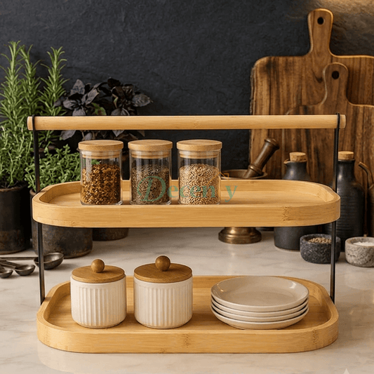 Premium 2-Tier Bamboo Kitchen Counter Organizer Rack
