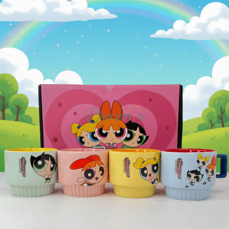 Powerpuff Girls Mug Set – 4-Piece Cartoon Cup Collection