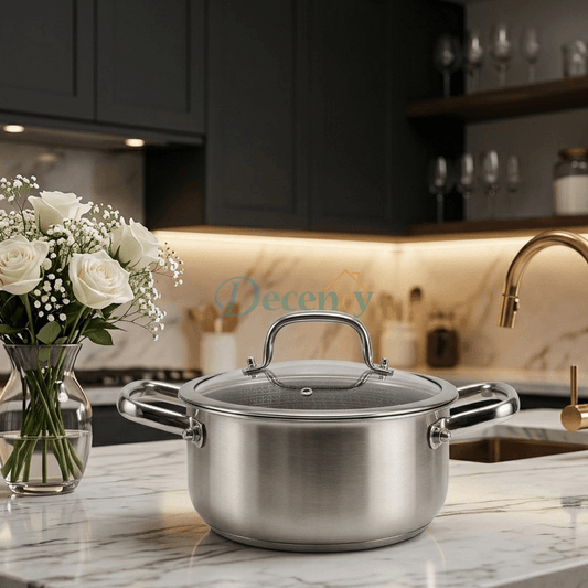 Premium Stainless Steel Honeycomb Non-Stick Cooking Pot with Tempered Glass Lid