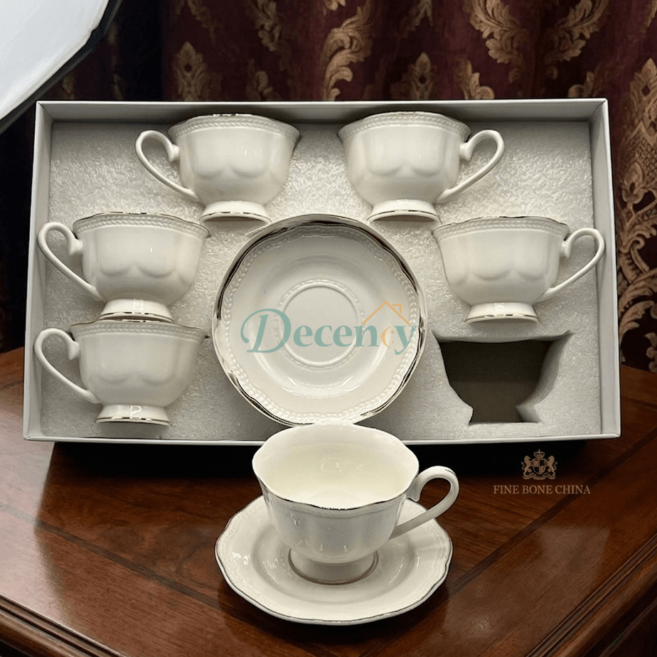 Luxury 6 Pcs Ceramic Cup & Saucer Tea Set – ( C-02 )