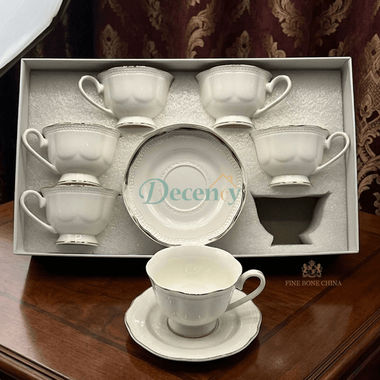 Luxury 6 Pcs Ceramic Cup & Saucer Tea Set – ( C-02 )