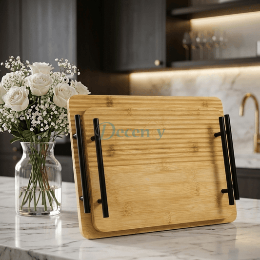 Premium Bamboo Rectangular Tray Set – 2 Piece Serving & Decor Trays