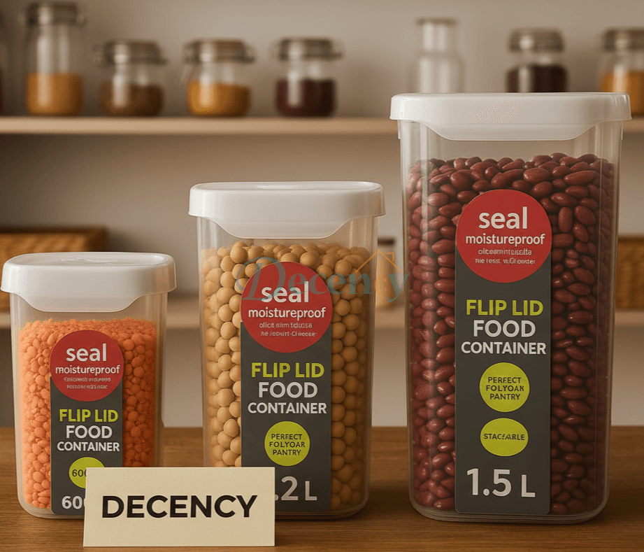 SnapFresh Flip-Lid Acrylic Food Jars – Set of 3