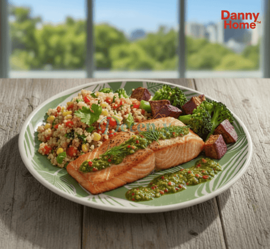 Danny Home Elegant Green Leaf Porcelain Dinner Plate - 10.5 Inch