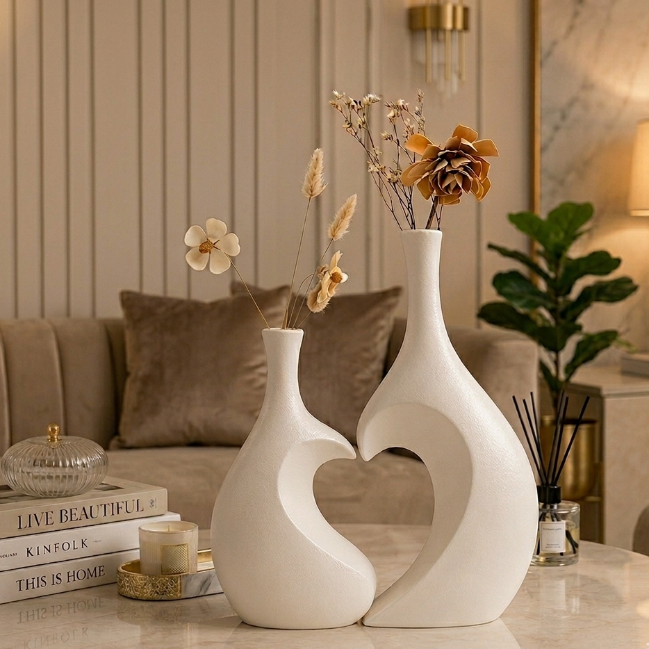 PureForm Minimalist Ceramic Donut Vase Set – Premium