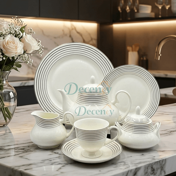 24 PCS Tea Set with Elegant -Cups, Saucers & Serving Accessories ( 1 )