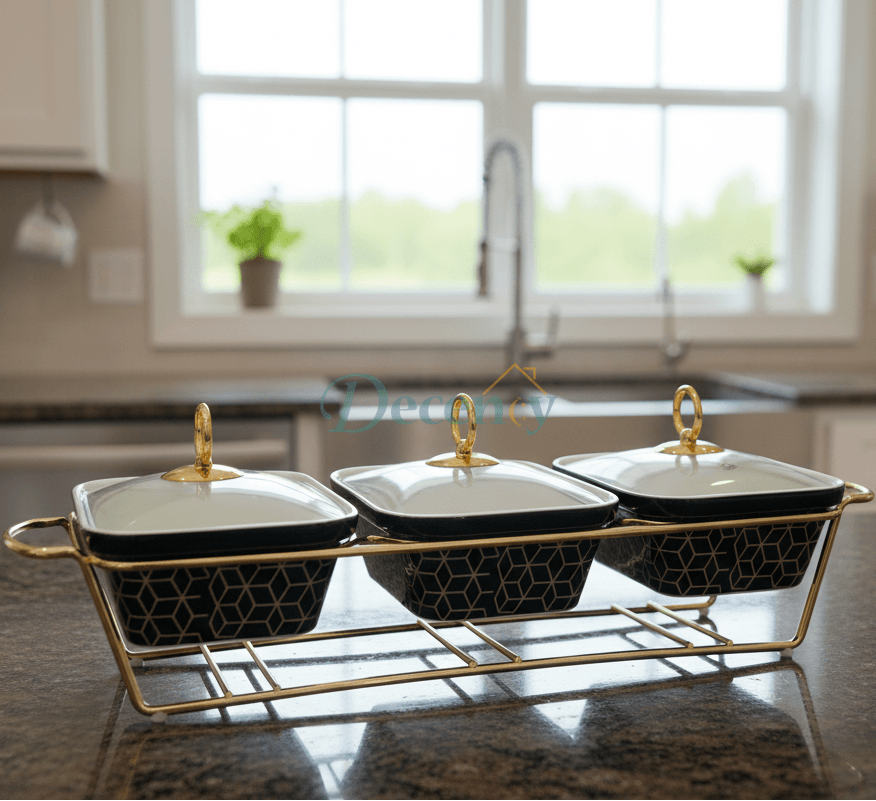 Luxury Triple Dish Food Warmer Buffet Style Serving