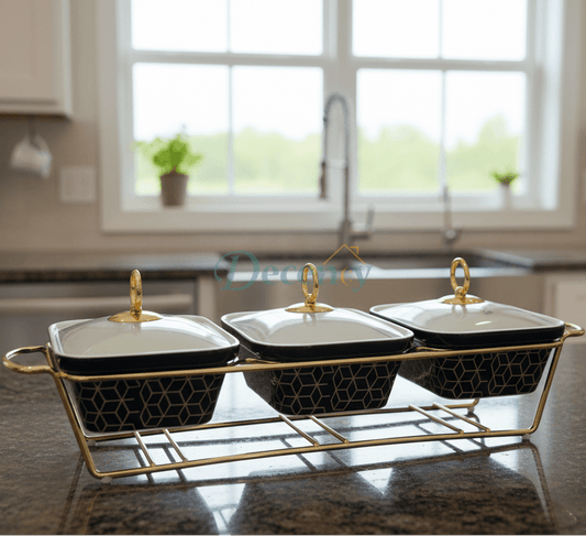 Luxury Triple Dish Food Warmer Buffet Style Serving